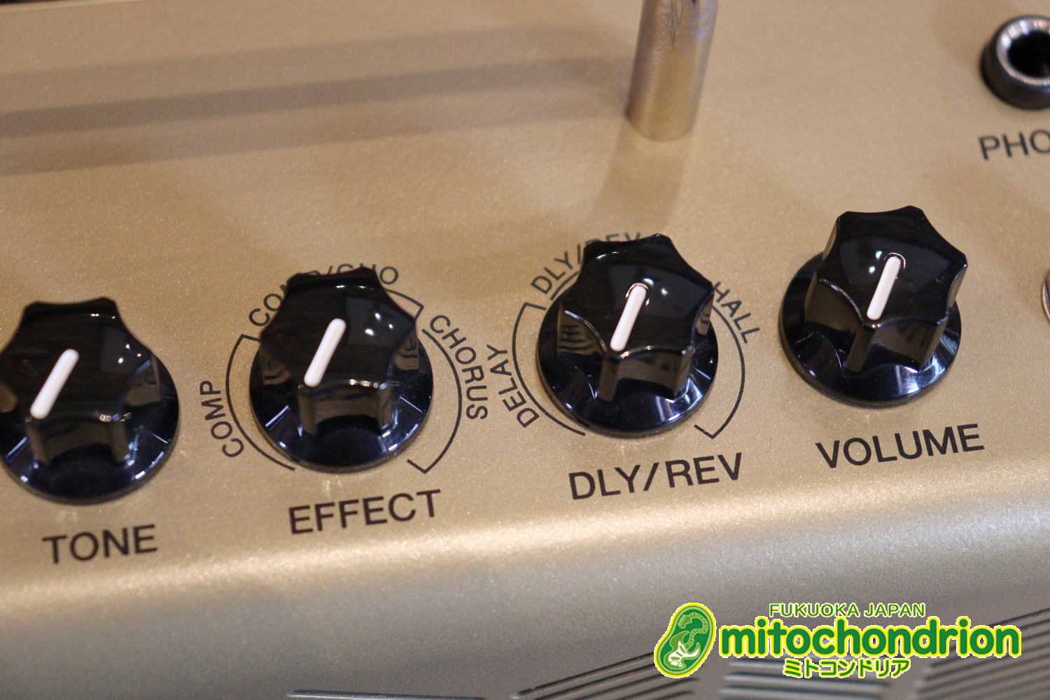 自宅用のミニアンプです。エフェクターも内蔵していて、ヘッドフォンも使えます！