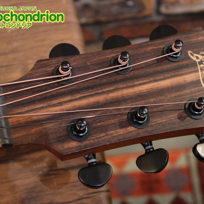 マホガニー・トップ、ウォルナット・サイドバックのエレアコで、チューナーも搭載しています！