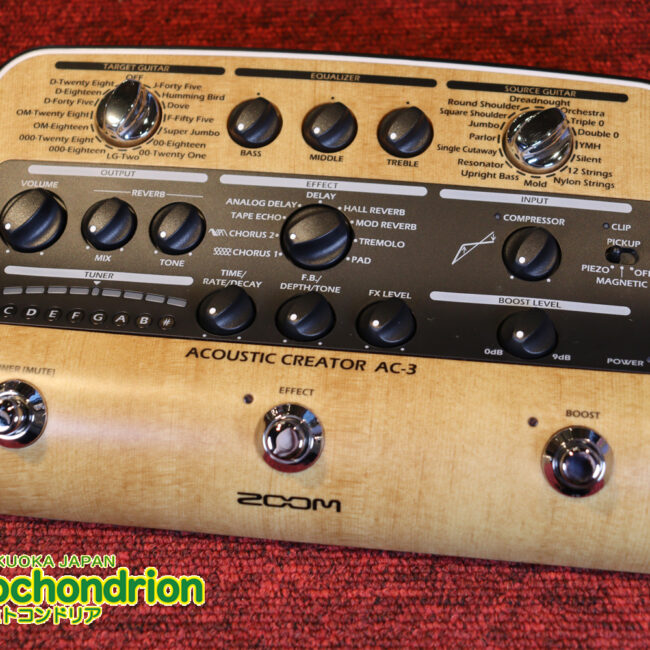 アコースティック用のプリアンプ、エフェクター、アコースティックモデリングを搭載！チューナー付！