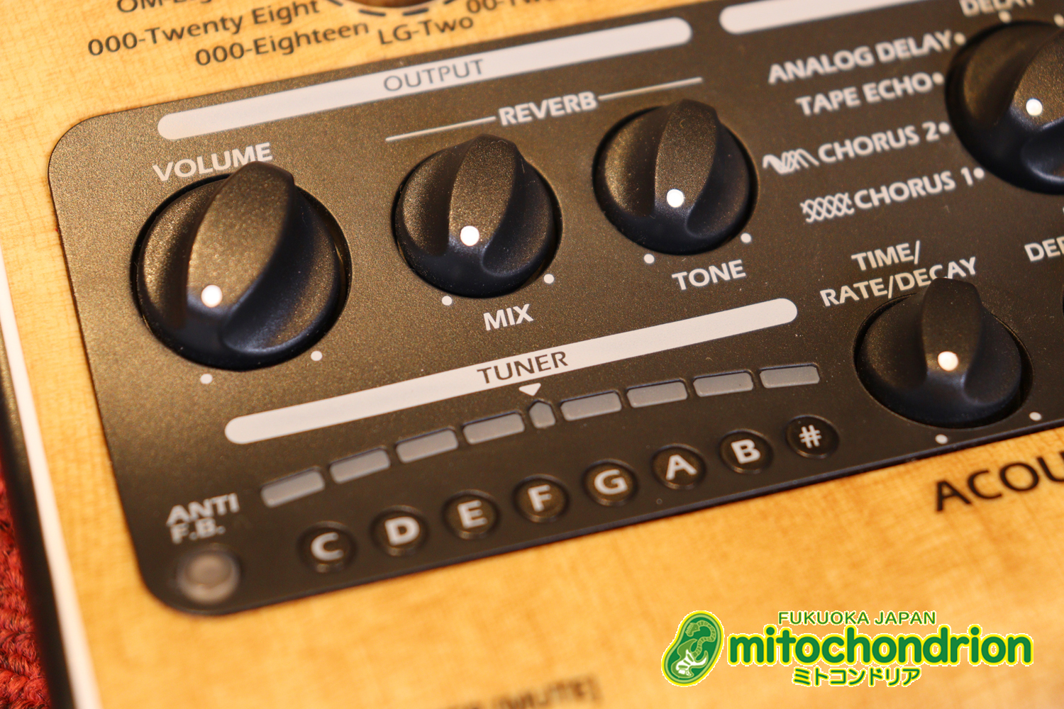 アコースティック用のプリアンプ、エフェクター、アコースティックモデリングを搭載！チューナー付！