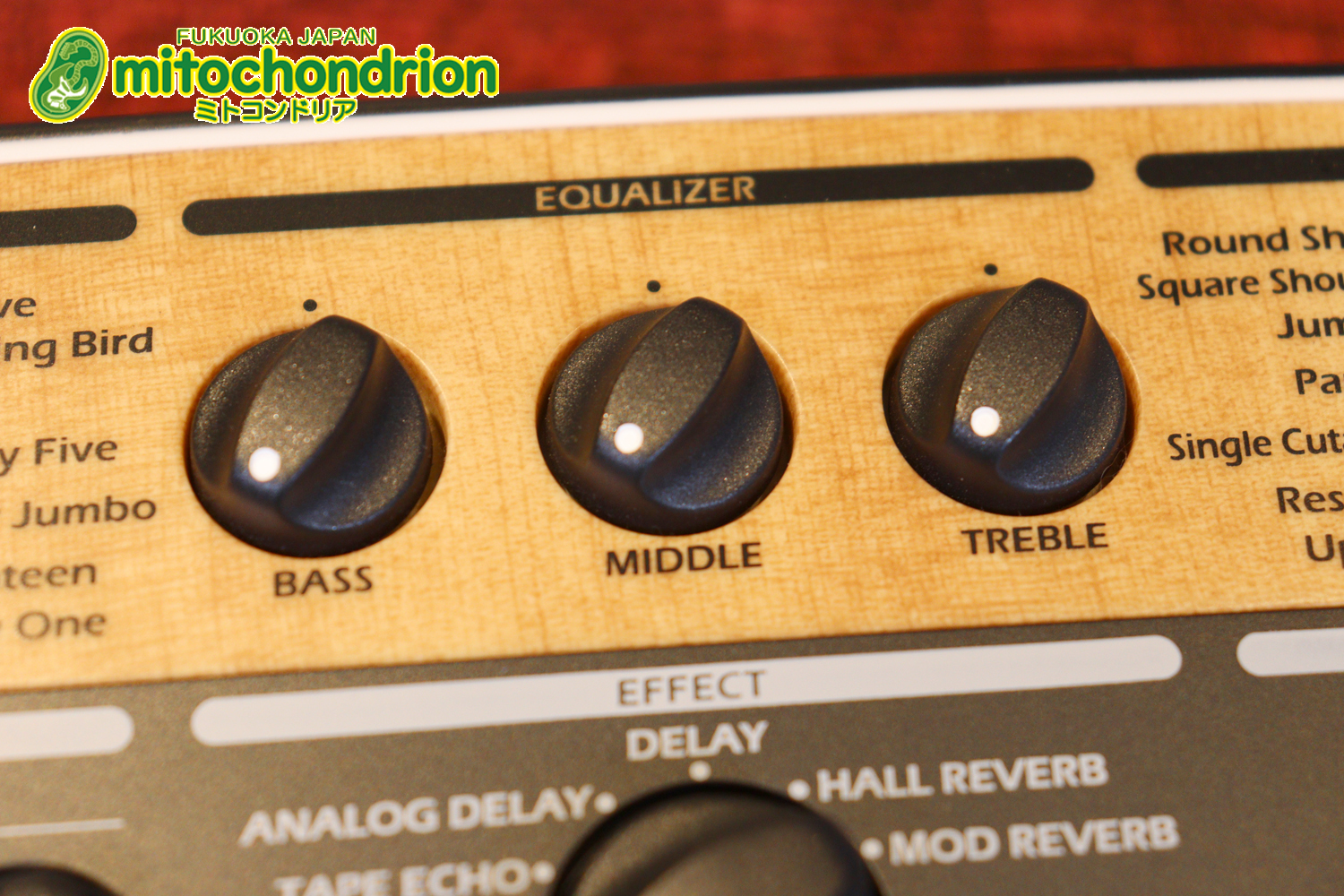 アコースティック用のプリアンプ、エフェクター、アコースティックモデリングを搭載！チューナー付！